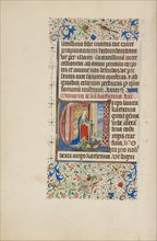 Initial V: Saint Catherine Holding a Sword over a King; Llangattock Hours, 1450s. Creator: Master of the Llangattock Hours.