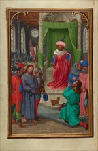 Christ before Herod; Prayer Book of Cardinal Albrecht of Brandenburg, about 1525-1530. Creator: Simon Bening.