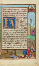 Border with Moses and the Brazen Serpent, about 1525-1530. Creator: Simon Bening.