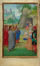 The Raising of Lazarus; Prayer Book of Cardinal Albrecht of Brandenburg, about 1525-1530. Creator: Simon Bening.