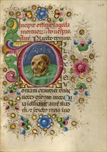 Initial D: A Skull in a Rocky Field; Gualenghi-d'Este Hours, about 1469. Creator: Taddeo Crivelli.