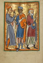 The Magi Approaching Herod; Illustrated Vita Christi, with devotional supplements, about 1190-1200. Creator: Unknown.