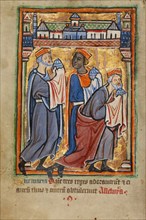 The Adoration of the Magi; Illustrated Vita Christi..., about 1190-1200; text added about 1480-1490. Creator: Unknown.