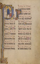 Initial P: A Priest and a Ministrant before an Altar; Missal, begun after 1234-completed before 1262 Creator: Unknown.