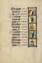 The Martyrdom of Saint Agatha: Saint Agnes: Saint Cecilia: Saint Lucy: Saint..., about 1300. Creator: Unknown.