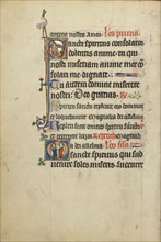 Initial S: A Bishop before a Fire: Initial O: A Nimbed Monk and a Female Saint, about 1300. Creator: Unknown.