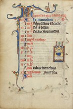 Calendar Page for January: Feasting: Janus; Ruskin Hours, about 1300. Creator: Unknown.