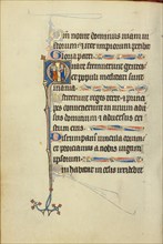 Initial H: A Deacon in Prayer before a Saint with a Book and Martyr's Palm; Ruskin Hours, about 1300 Creator: Unknown.