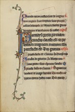 Initial P: The Virgin Mary Opening a Door to a Woman; Ruskin Hours, about 1300. Creator: Unknown.