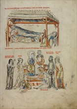 Heinrich Sleeping and Saint Hedwig Praying: Heinrich and Saint Hedwig with Their..., 1353. Creator: Unknown.