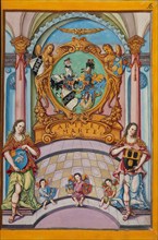 Second Frontispiece with the Derrer Coat of Arms; Genealogy of the Derrer Family, about 1626-1711. Creator: Unknown.