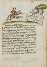 A Horseman Following a Stag Which has Been Captured in a Net; Fables, third quarter of 15th century. Creator: Unknown.