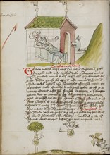 A Child in a House and a Woman with a Child: An Eagle with a Snail ..., third quarter of 15th cent. Creator: Unknown.