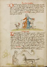 A Woman with a Vessel and a Hen: A Monkey Instructing a Fox..., third quarter of 15th century. Creator: Unknown.