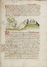 A Lion and Another Lion with a Mouse; Fables; Animal Fables, third quarter of 15th century. Creator: Unknown.