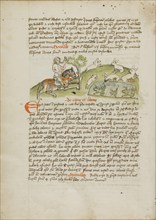 A Hunter on Horseback Hunting Hare; Fables, third quarter of 15th century. Creator: Unknown.