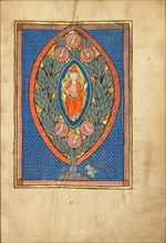 A Man Enthroned within a Mandorla in a Tree; De Natura Avium; De Pastoribus et Ovibus, 1277 or after Creator: Unknown.