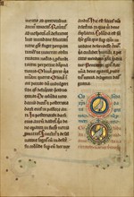 Two Medallions with Doves; De Natura Avium; De Pastoribus et Ovibus, 1277 or after. Creator: Unknown.