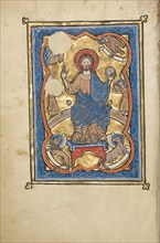 Christ in Majesty Surrounded by the Symbols of the Four Evangelists; Psalter, mid-1200s. Creator: Unknown.