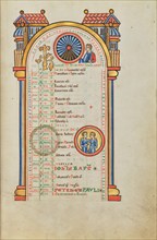 June Calendar Page with Junius Brutus (?) and Zodiacal Sign of Gemini, probably 1170s. Creator: Unknown.