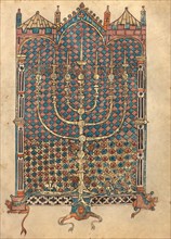 Menorah; Rothschild Pentateuch, 1296. Creators: Unknown, Elijah ben Meshallum.