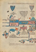 Decorated Text Page; Rothschild Pentateuch, 1296. Creators: Unknown, Elijah ben Meshallum, Elijah ben Jehiel.