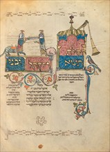 Decorated Text Page; Rothschild Pentateuch, 1296. Creators: Unknown, Elijah ben Meshallum, Elijah ben Jehiel.