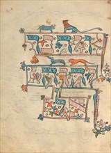 Decorated Text Page; Rothschild Pentateuch, 1296. Creators: Unknown, Elijah ben Meshallum.