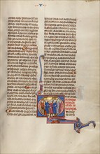 Initial Q: Six Men before a Judge; Vidal Mayor, about 1290-1310. Creator: Unknown.