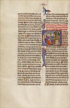 Initial E: Two Groups before a Notary; Vidal Mayor, about 1290-1310. Creator: Unknown.