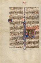 Initial L: Two Men before a King; Vidal Mayor, about 1290-1310. Creator: Unknown.