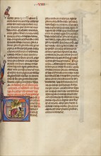 Initial T: Two Men Digging; Vidal Mayor, about 1290-1310. Creator: Unknown.