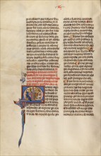 Initial M: A Judge and an Attorney and A Horseman before a Tent Decorated..., about 1290-1310. Creator: Unknown.