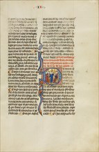 Initial D: Three Men Disputing before a Judge; Vidal Mayor, about 1290-1310. Creator: Unknown.