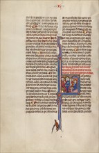 Initial L: A Judge and Two Men and A Couple before a Notary; Vidal Mayor, about 1290-1310. Creator: Unknown.