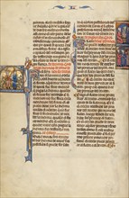 Initial S: The Delivery of Tithes: Initial E: The Delivery of Pledges and The..., about 1290-1310. Creator: Unknown.