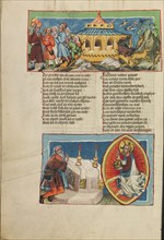 Disembarking from the Ark: The Sacrifice of Noah with God the Father in Majesty, about 1400-1410. Creator: Unknown.