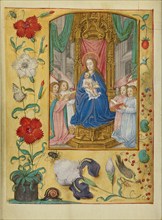 The Virgin and Child Enthroned; Book of Hours, about 1500. Creator: Workshop of Gerard Horenbout.