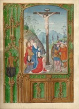 The Crucifixion with a Kneeling Woman; Book of Hours, about 1500. Creator: Workshop of Gerard Horenbout.