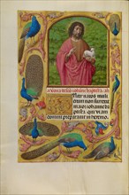 Saint John the Baptist with the Lamb of God on a Book; Spinola Hours, about 1510-1520. Creator: Workshop of Master of the First Prayer Book of Maximilian.