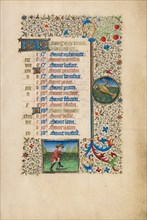 June Calendar Page: Mowing: Cancer; Book of Hours, about 1440-1450. Creator: Workshop of the Bedford Master.