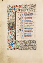 August Calendar Page: Saint Louis; Book of Hours, about 1440-1450. Creator: Workshop of the Bedford Master.