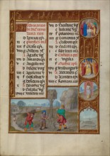 February Calendar Page: Working in a Vineyard: Pisces; Spinola Hours, about 1510-1520. Creator: Workshop of the Master of James IV of Scotland.