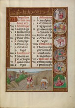 August Calendar Page: Reaping: Virgo; Spinola Hours, about 1510-1520. Creator: Workshop of the Master of James IV of Scotland.