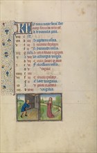 August Calendar Page: Threshing: Virgo; Arenberg Hours, early 1460s. Creator: Workshop of Willem Vrelant.