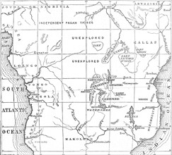 Sketch map of Central Africa, showing Dr. Livingstone's explorations, 1872. Creator: Unknown.