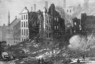 Scene of the explosion at Tradeston Flour-Mills, Glasgow, 1872. Creator: Unknown.