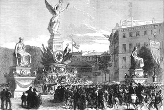 The Military Triumph at Berlin: the Sedan Trophy at the Potsdam Gate, 1871. Creator: Unknown.