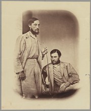 Two men;India after the Mutiny & Kutub Minar, 1858, 1858. Creator: Felice Beato.