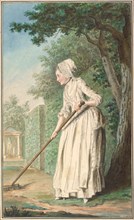 The Duchess of Chaulnes as a Gardener in an Allée, 1771. Creator: Louis de Carmontelle.